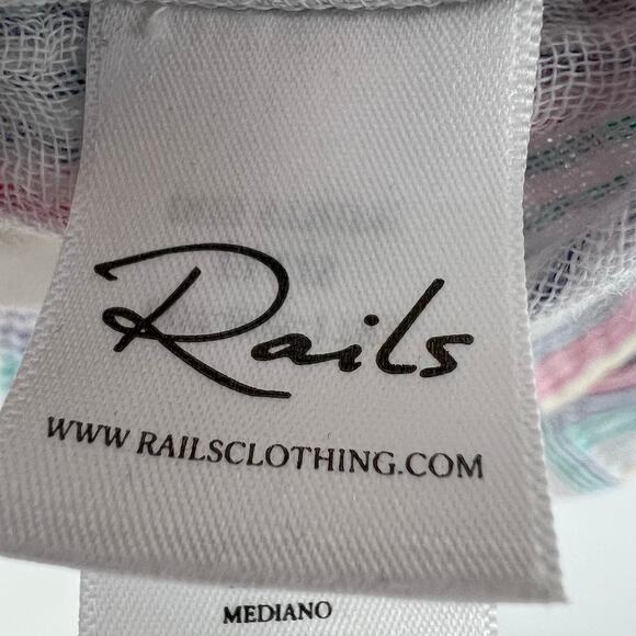 Rails Iris Stripe Ellis Shirt Women's Size M Multicolor 100% Cotton Gauze Button - Picture 10 of 12